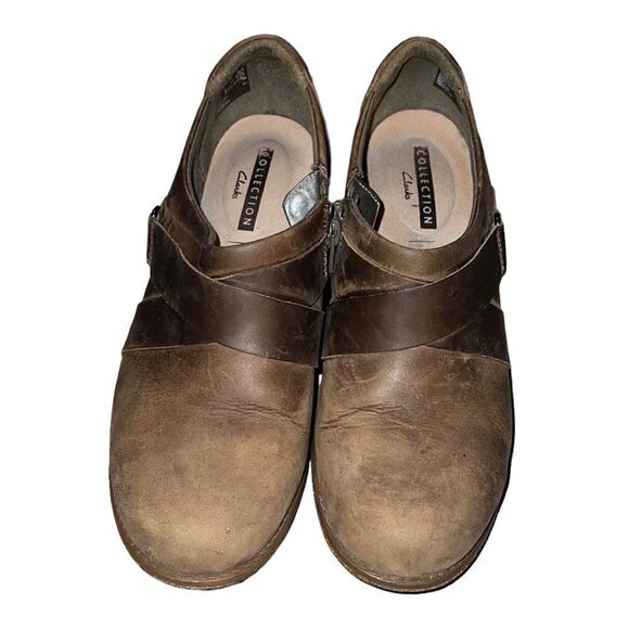 Clarks Brown Leather Booties Size 8 M - Picture 1 of 5